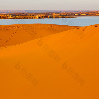 阳光湖沙漠摩洛哥沙子沙丘