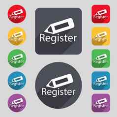 注册标志图标会员象征网站导航集彩色的按钮