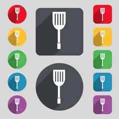 厨房电器图标标志集彩色的按钮长影子
