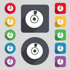 Dvd图标标志集彩色的按钮长影子