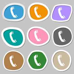 电话标志图标支持象征调用中心五彩缤纷的纸贴纸