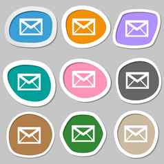 邮件图标信封象征消息标志导航按钮五彩缤纷的纸贴纸
