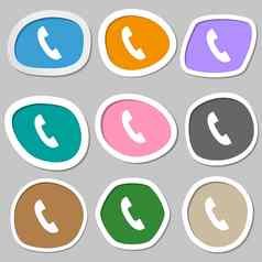 电话标志图标支持象征调用中心五彩缤纷的纸贴纸