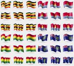 乌干达基里巴斯玻利维亚皮特克恩岛屿集旗帜国家世界