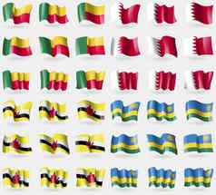 贝宁巴林文莱卢旺达集旗帜国家世界