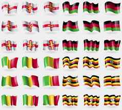 格恩西岛马拉维马里乌干达集旗帜国家世界