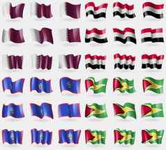 卡塔尔也门关岛圭亚那集旗帜国家世界