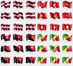 拉脱维亚越南巴布亚几内亚刚果共和国集旗帜国家世界