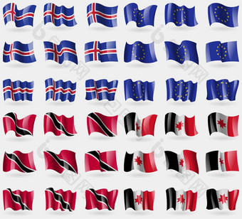 冰岛欧洲联盟特立尼达拉岛多巴哥udmurtia集旗帜国家世界