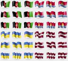 阿富汗基里巴斯乌克兰拉脱维亚集旗帜国家世界