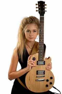 岩石女孩玩电吉他