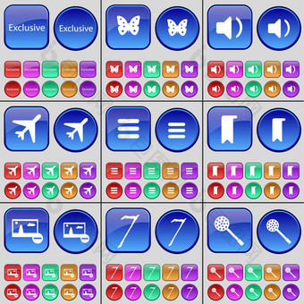 独家蝴蝶声音飞机应用程序标记图片除油船大集多色的按钮