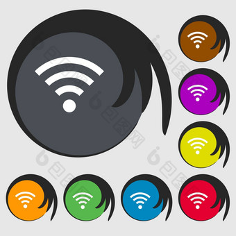 无线网络标志无线网络象征无线网络图标区符号彩色的按钮
