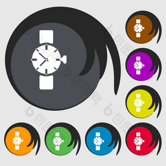 手表图标象征符号彩色的按钮