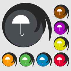 伞标志图标雨保护象征符号彩色的按钮