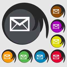 邮件图标信封象征消息标志导航按钮符号彩色的按钮