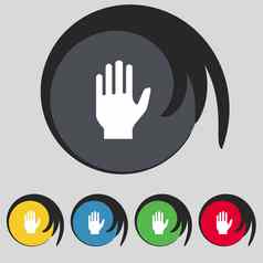 手打印标志图标停止象征集颜色按钮