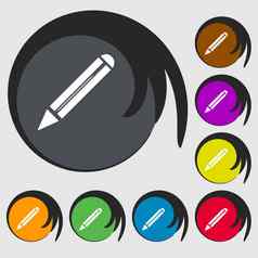 铅笔标志图标编辑内容按钮符号彩色的按钮