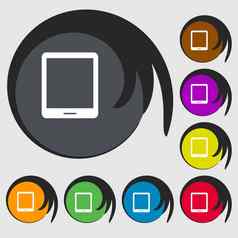 平板电脑标志图标智能手机按钮符号彩色的按钮
