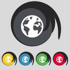 全球标志图标世界地图地理位置象征地球仪站研究集分至圈按钮