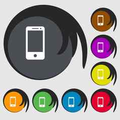 智能手机标志图标支持象征调用中心符号彩色的按钮
