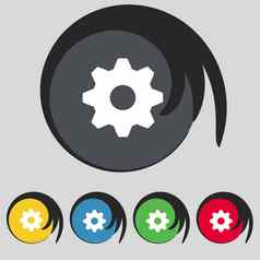 齿轮设置标志图标齿轮齿轮机制象征集色彩鲜艳的按钮