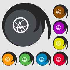 篮球图标标志符号彩色的按钮