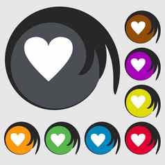心标志图标爱象征符号彩色的按钮