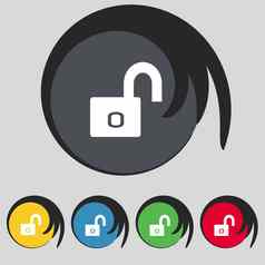 锁标志图标储物柜象征集分至圈按钮