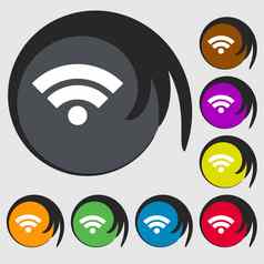 无线网络标志无线网络象征无线网络图标无线网络区符号彩色的按钮