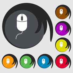 电脑鼠标标志图标光学轮象征符号彩色的按钮