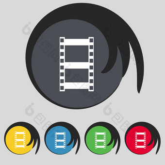 视频标志图标框架象征集色彩鲜艳的按钮