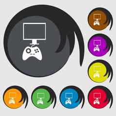 操纵杆监控标志图标视频游戏象征符号彩色的按钮