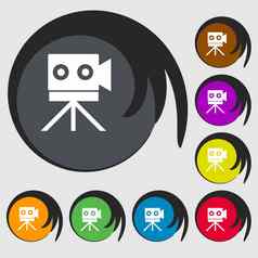 视频相机标志图标内容按钮符号彩色的按钮