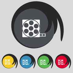 视频标志图标框架象征集色彩鲜艳的按钮