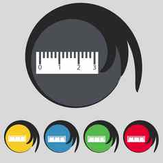 统治者标志图标学校工具象征集彩色的按钮