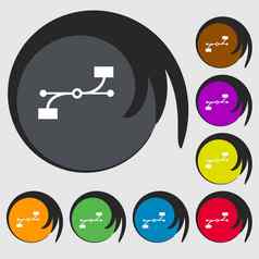 贝塞尔曲线曲线图标标志符号彩色的按钮
