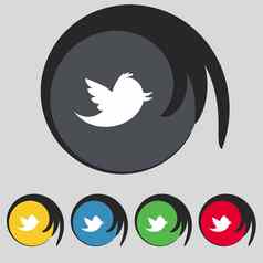 社会媒体消息推特转发图标标志象征彩色的按钮