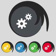 齿轮设置齿轮齿轮机制图标标志象征彩色的按钮