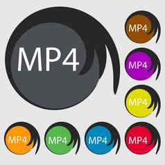 mpeg视频格式标志图标象征符号彩色的按钮