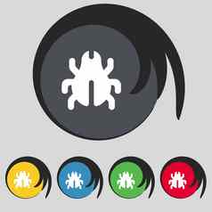 软件错误病毒消毒甲虫图标标志象征彩色的按钮