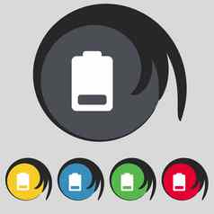 电池低水平电图标标志象征彩色的按钮