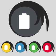 电池空低电图标标志象征彩色的按钮