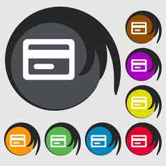 信贷卡图标标志象征彩色的按钮