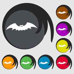 蝙蝠图标标志象征彩色的按钮