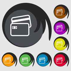 信贷卡图标标志象征彩色的按钮