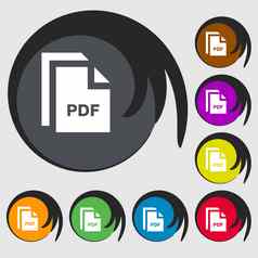 文件PDF图标标志象征彩色的按钮