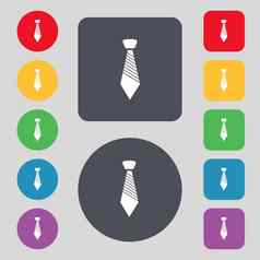 领带标志图标业务衣服象征集色彩鲜艳的按钮