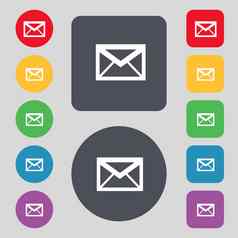 邮件图标信封象征消息标志导航按钮集颜色按钮