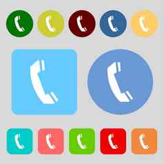 电话标志图标支持象征调用中心彩色的按钮平设计